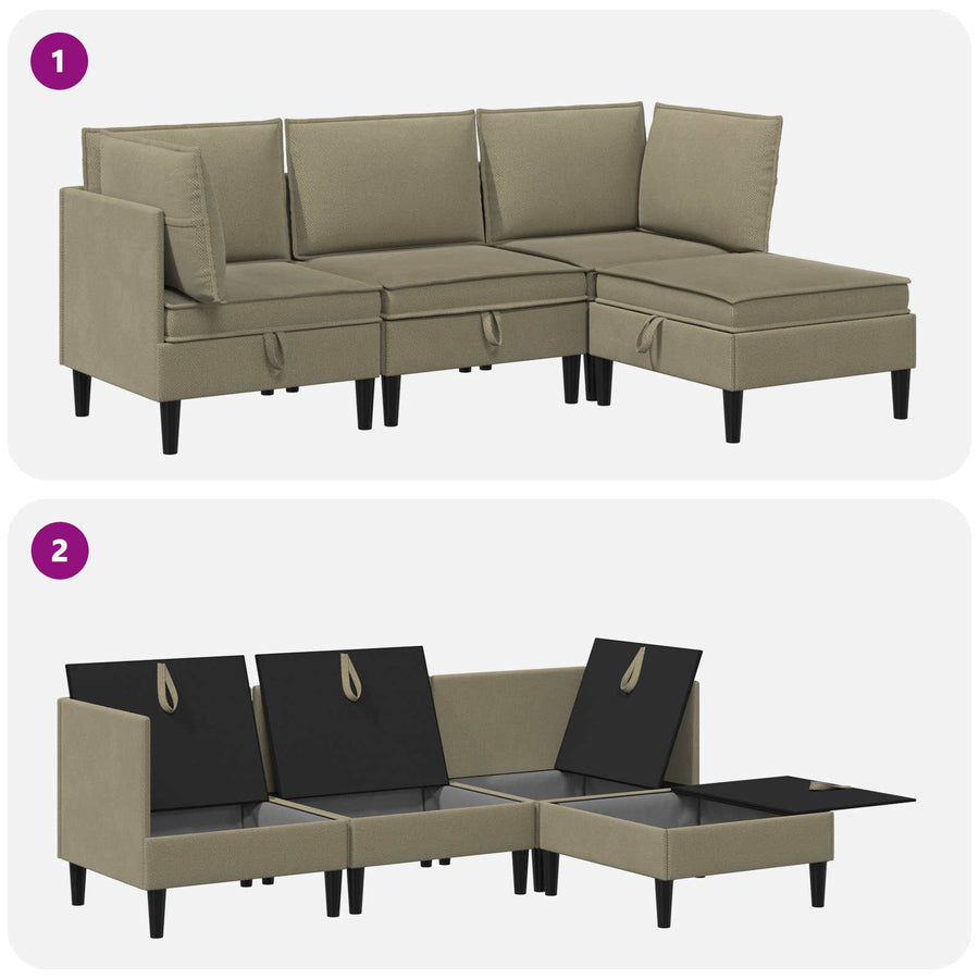 Woonkamer Meubelset 4 pcs Kaki Stof