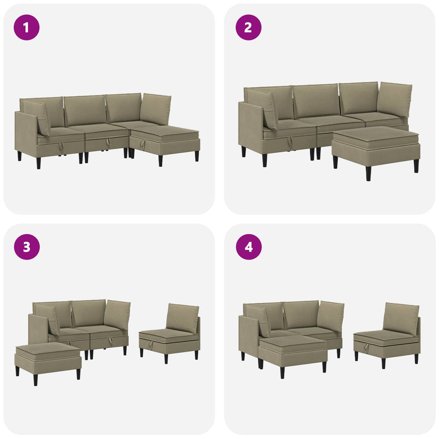 Woonkamer Meubelset 4 pcs Kaki Stof