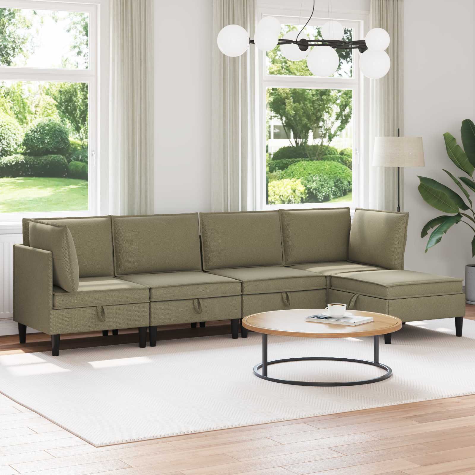 Woonkamer Meubelset 5 pcs Kaki Stof