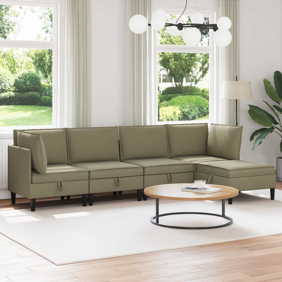 Woonkamer Meubelset 5 pcs Kaki Stof