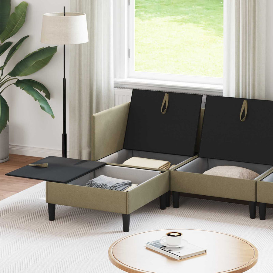 Woonkamer Meubelset 5 pcs Kaki Stof