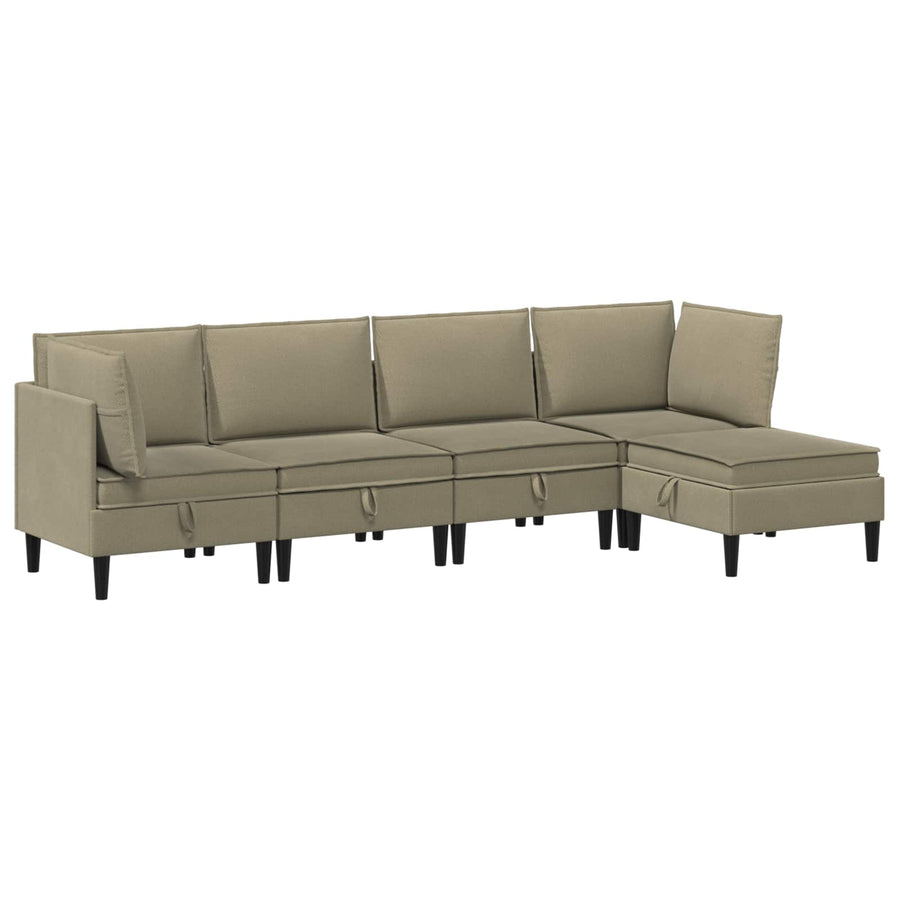 Woonkamer Meubelset 5 pcs Kaki Stof