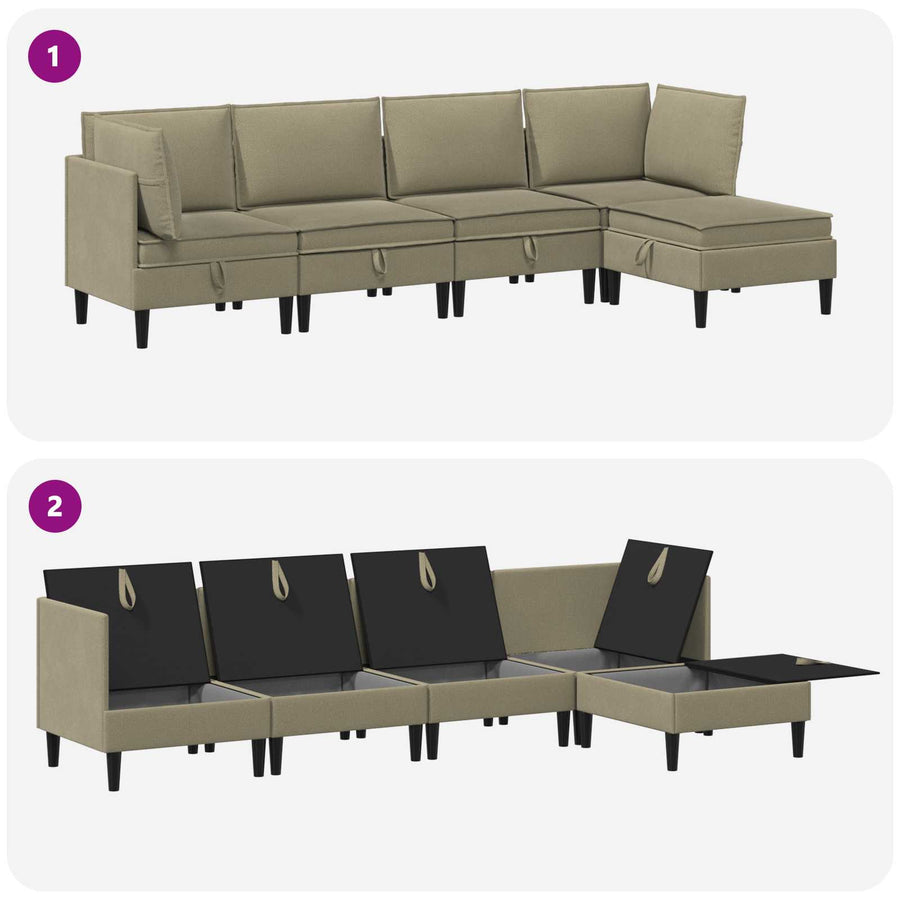 Woonkamer Meubelset 5 pcs Kaki Stof