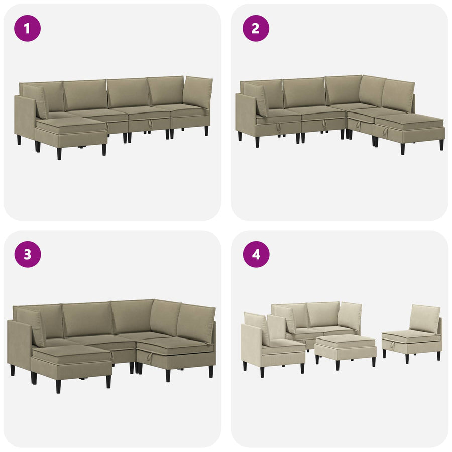 Woonkamer Meubelset 5 pcs Kaki Stof