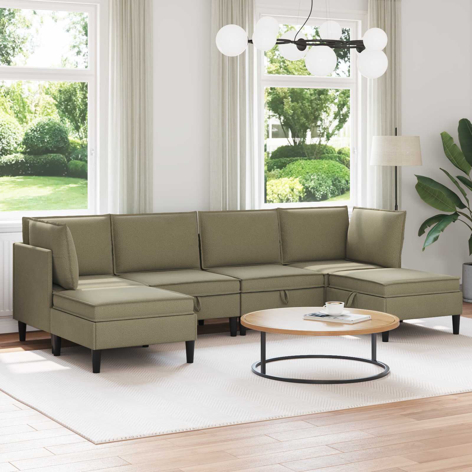 Woonkamer Meubelset 6 pcs Kaki Stof