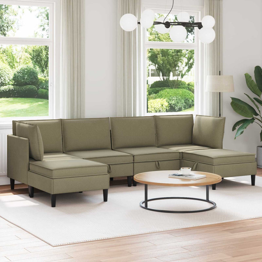 Woonkamer Meubelset 6 pcs Kaki Stof