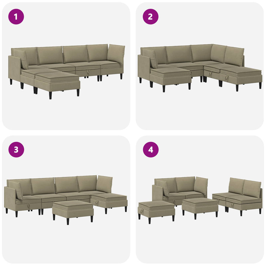 Woonkamer Meubelset 6 pcs Kaki Stof