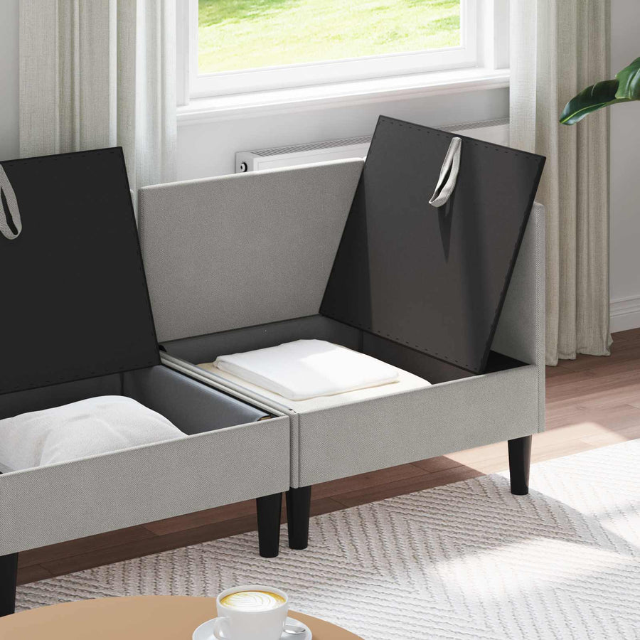 Woonkamer Meubelset 3 pcs Lichtgrijs Stof