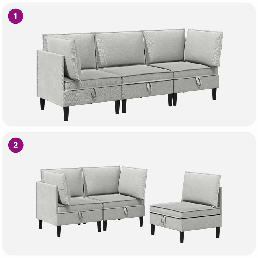 Woonkamer Meubelset 3 pcs Lichtgrijs Stof