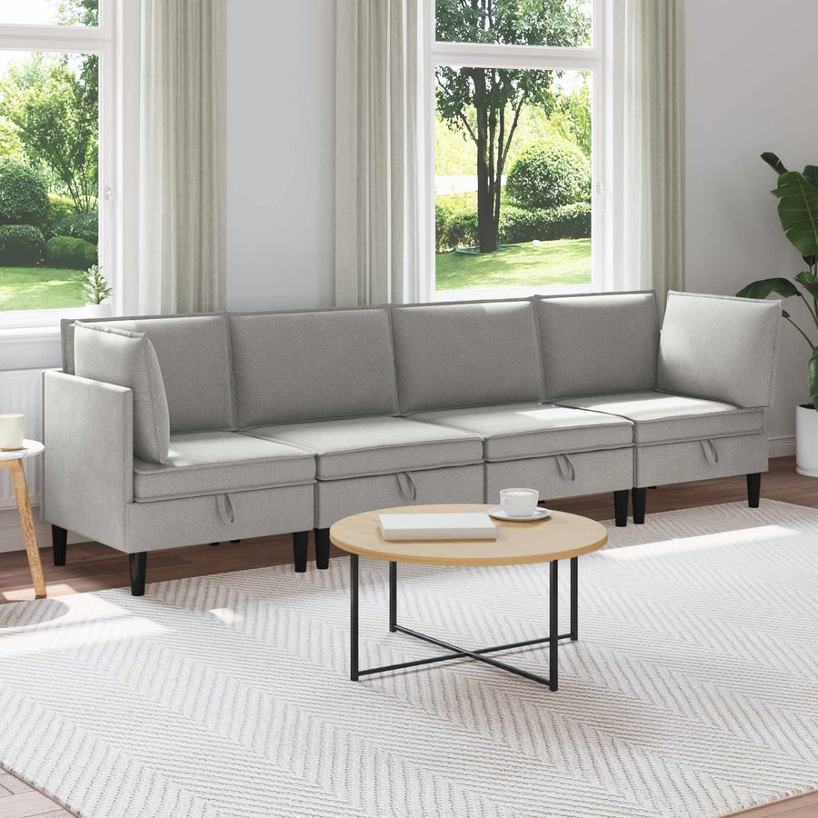 Woonkamer Meubelset 4 pcs Lichtgrijs Stof