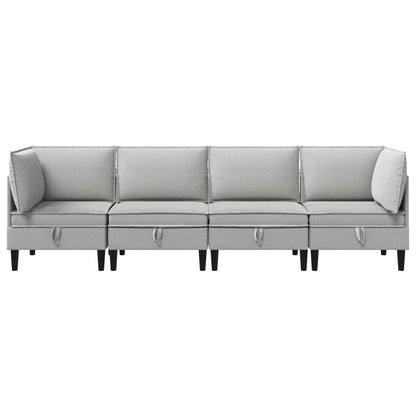Woonkamer Meubelset 4 pcs Lichtgrijs Stof