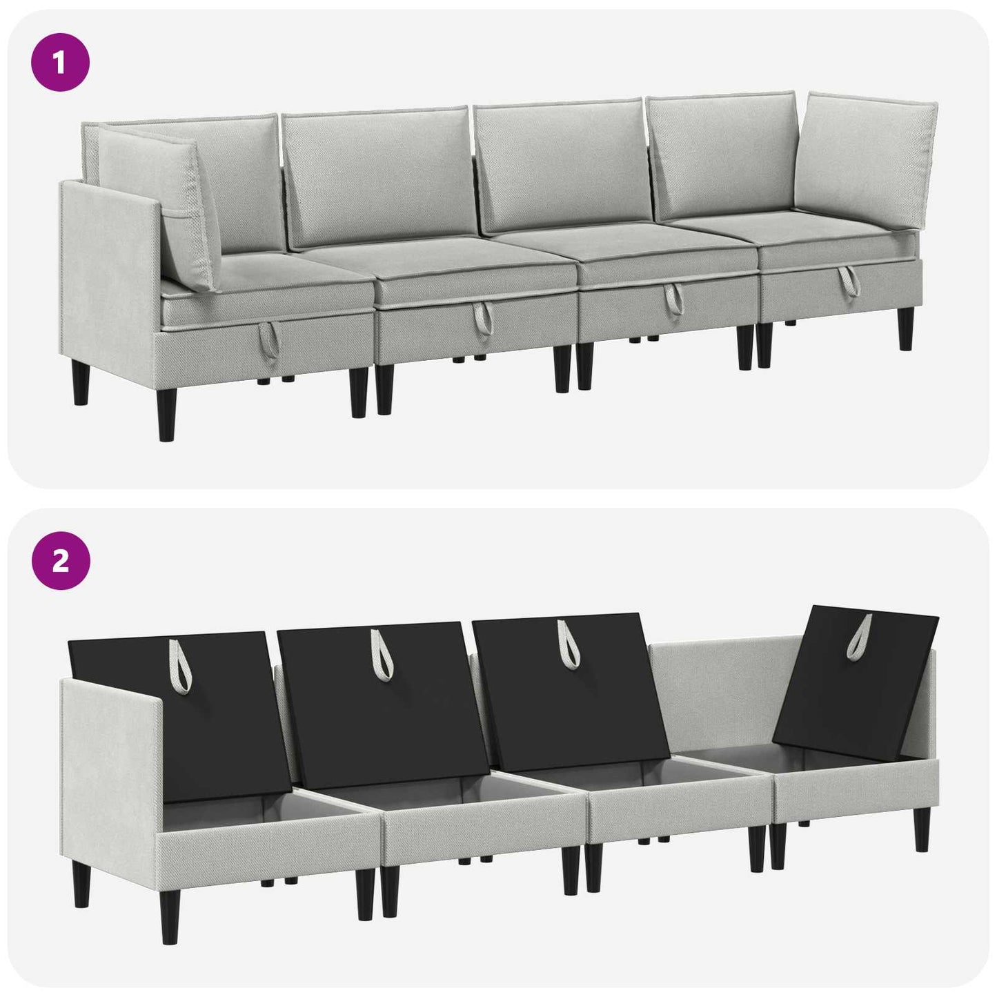 Woonkamer Meubelset 4 pcs Lichtgrijs Stof