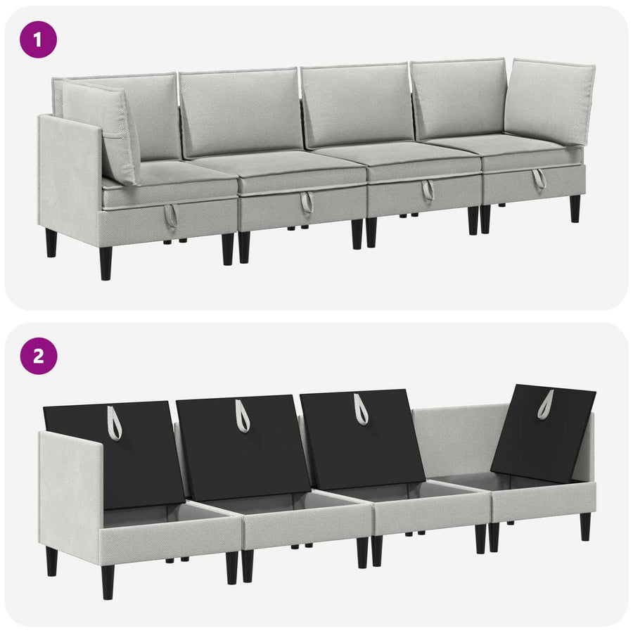 Woonkamer Meubelset 4 pcs Lichtgrijs Stof
