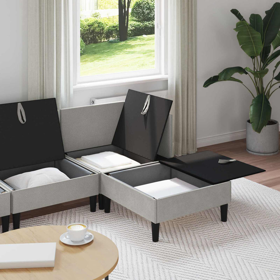 Woonkamer Meubelset 4 pcs Lichtgrijs Stof