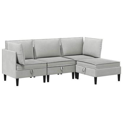 Woonkamer Meubelset 4 pcs Lichtgrijs Stof