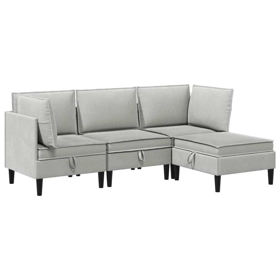 Woonkamer Meubelset 4 pcs Lichtgrijs Stof
