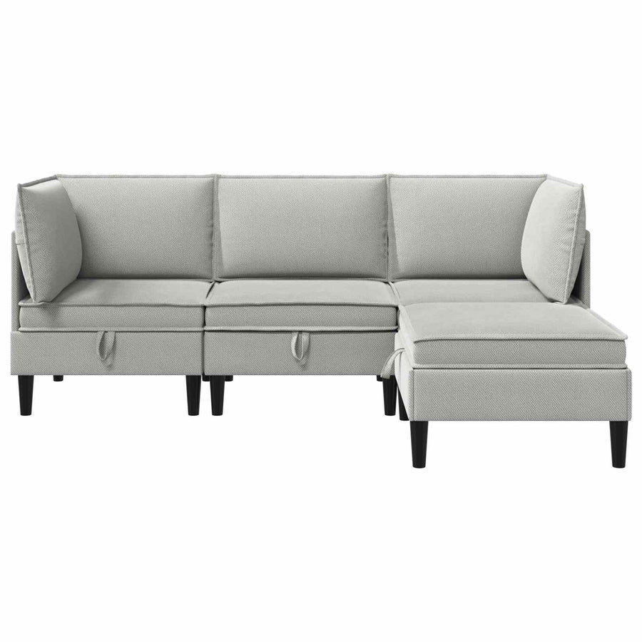Woonkamer Meubelset 4 pcs Lichtgrijs Stof