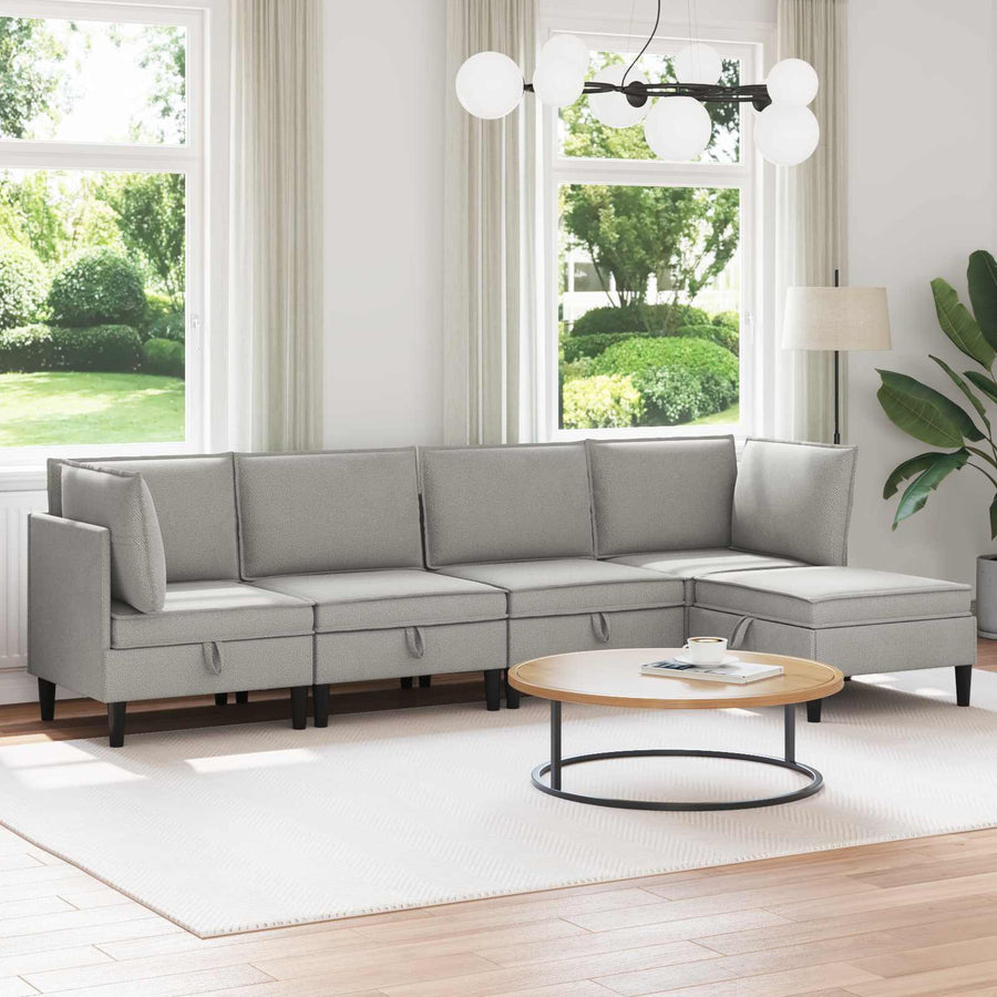 Woonkamer Meubelset 5 pcs Lichtgrijs Stof