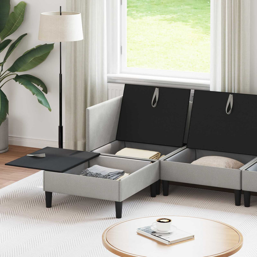 Woonkamer Meubelset 6 pcs Lichtgrijs Stof
