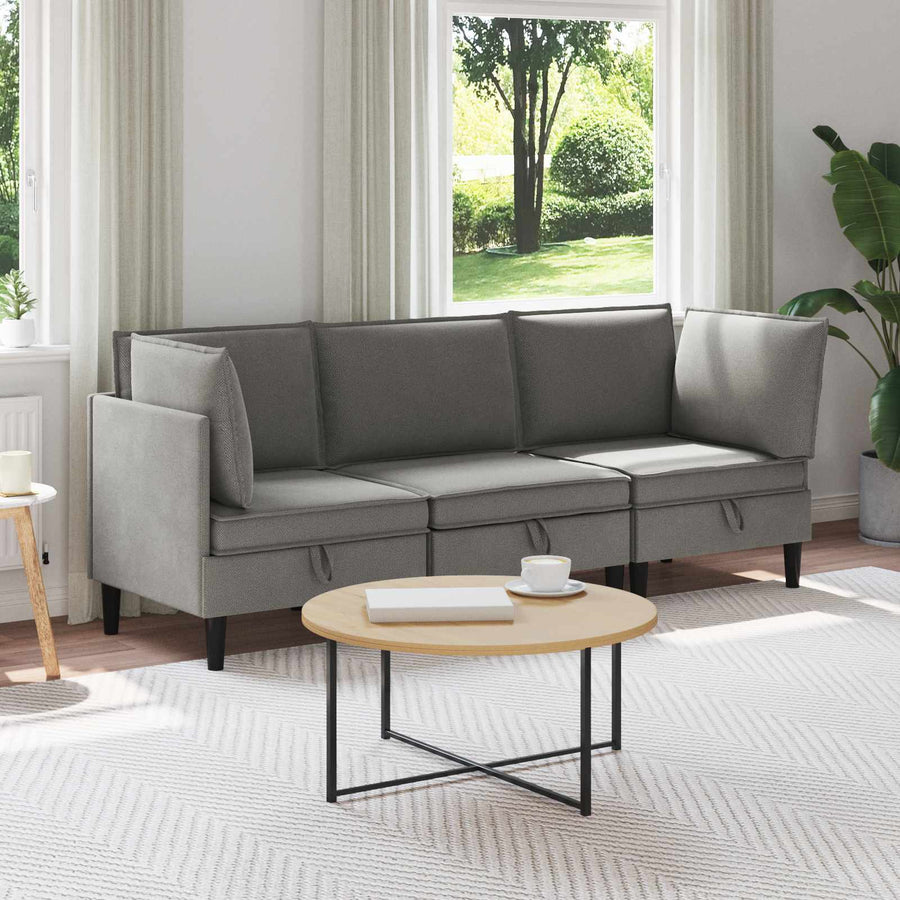 Woonkamer Meubelset 3 pcs Donkergrijs Stof