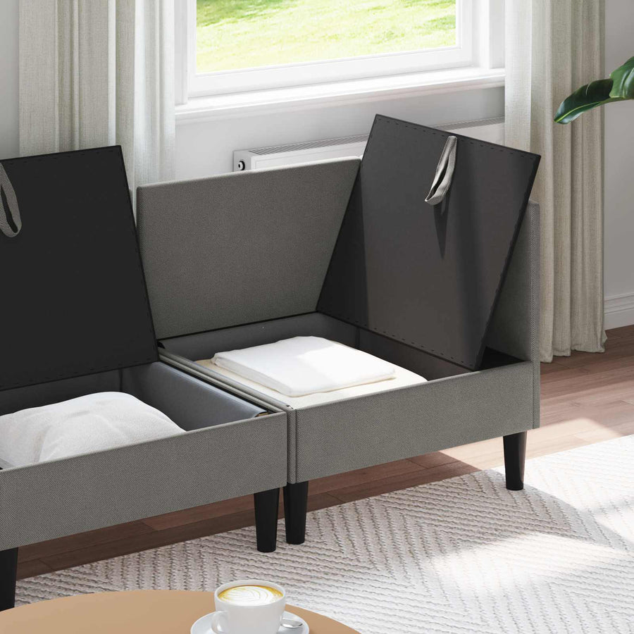 Woonkamer Meubelset 3 pcs Donkergrijs Stof