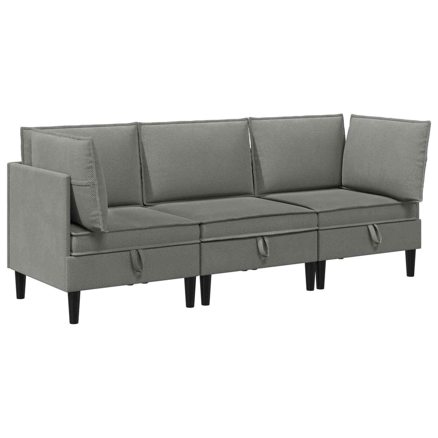 Woonkamer Meubelset 3 pcs Donkergrijs Stof
