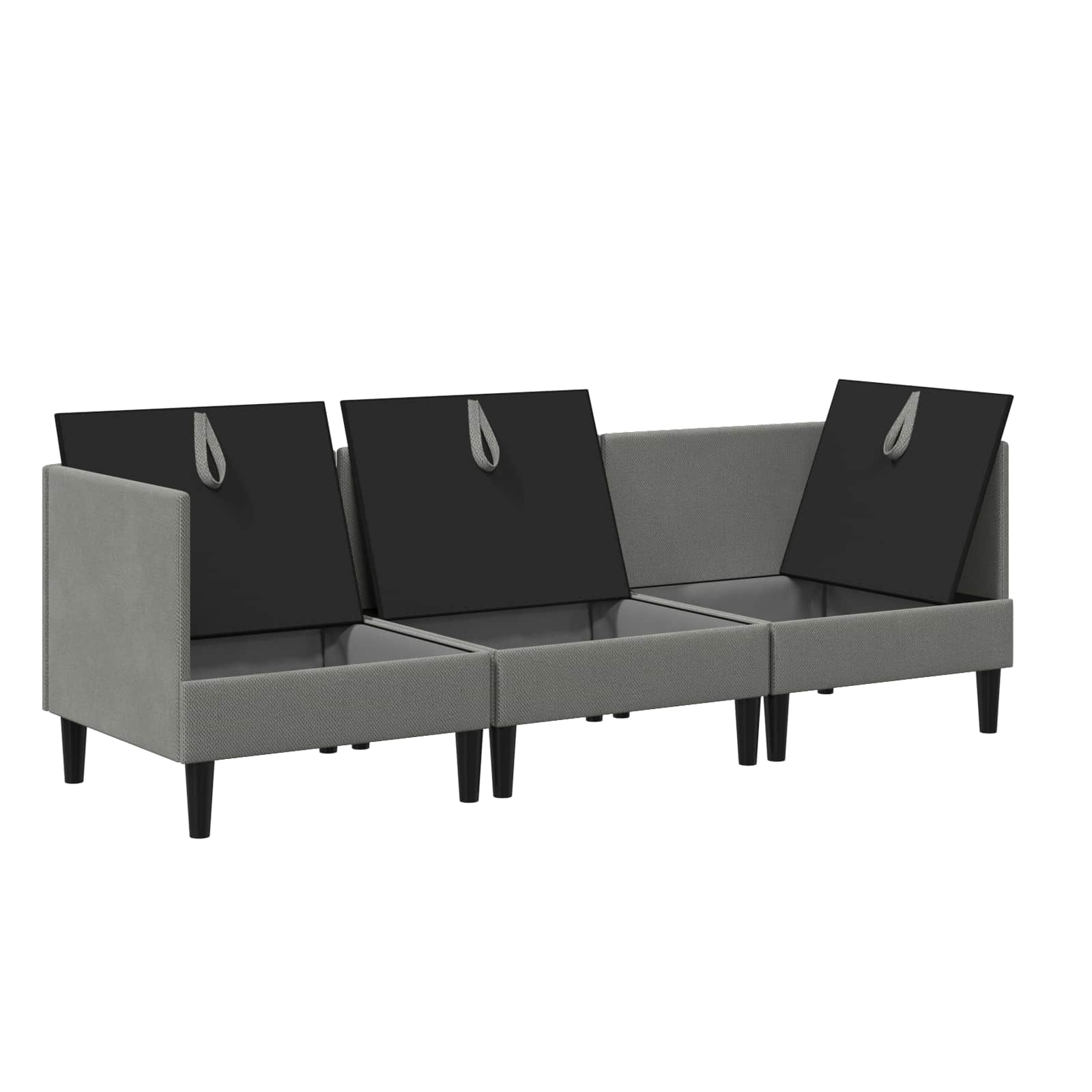 Woonkamer Meubelset 3 pcs Donkergrijs Stof