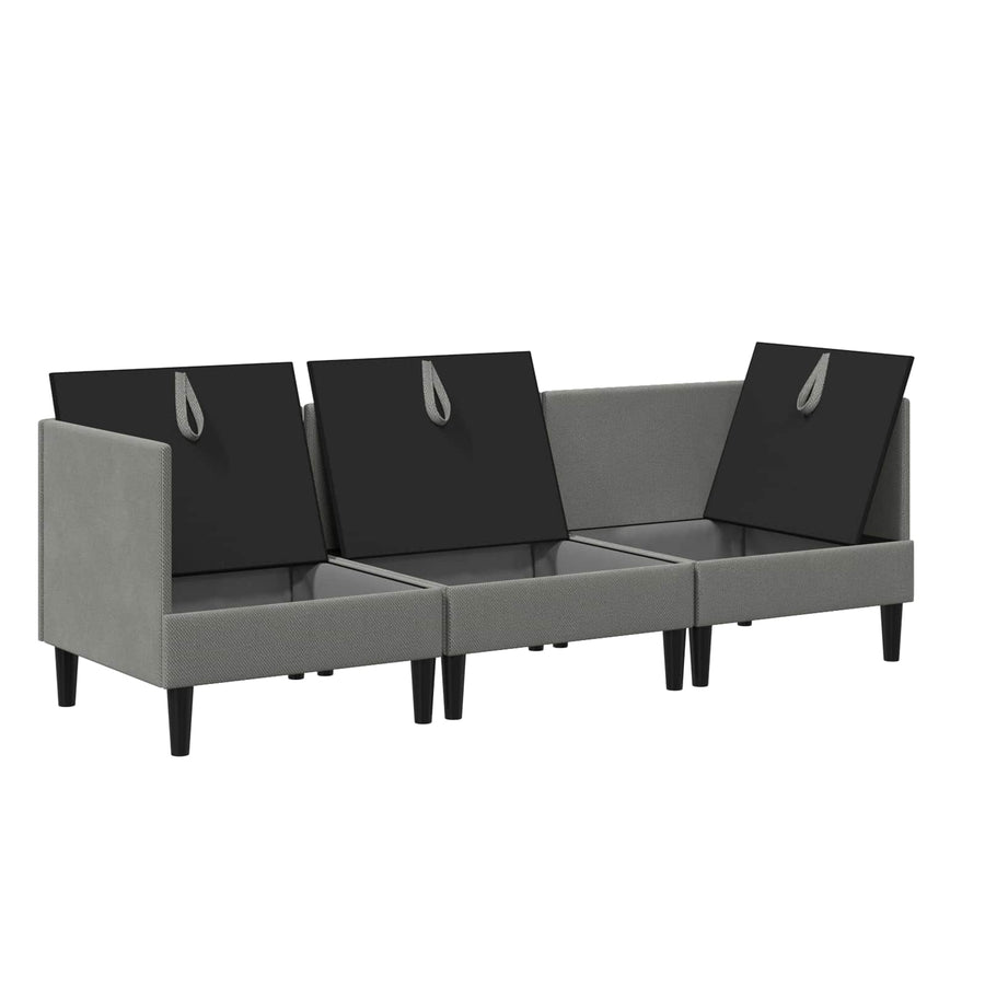 Woonkamer Meubelset 3 pcs Donkergrijs Stof