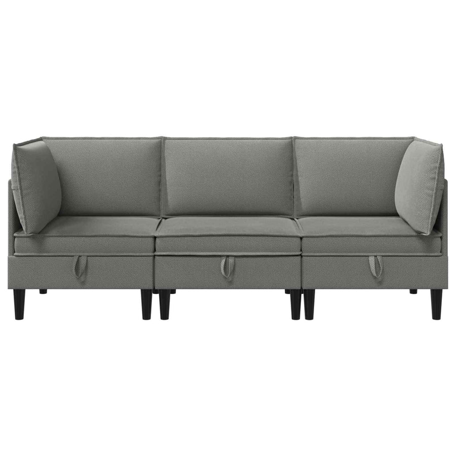 Woonkamer Meubelset 3 pcs Donkergrijs Stof