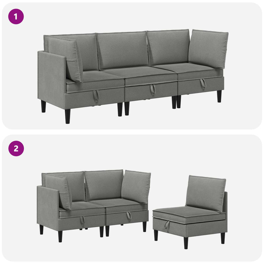 Woonkamer Meubelset 3 pcs Donkergrijs Stof