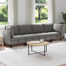 Woonkamer Meubelset 4 pcs Donkergrijs Stof