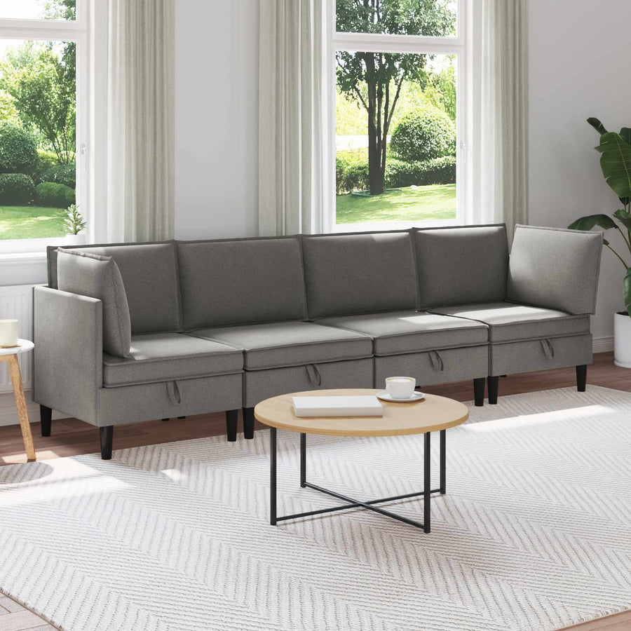 Woonkamer Meubelset 4 pcs Donkergrijs Stof