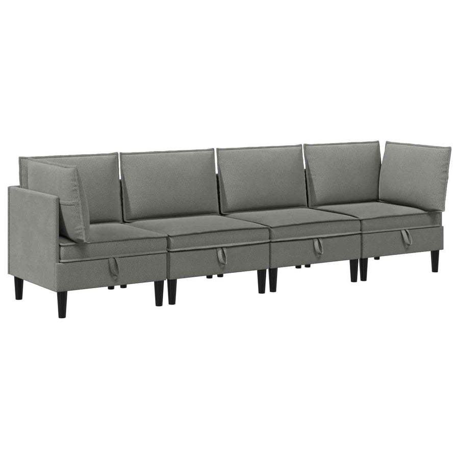 Woonkamer Meubelset 4 pcs Donkergrijs Stof