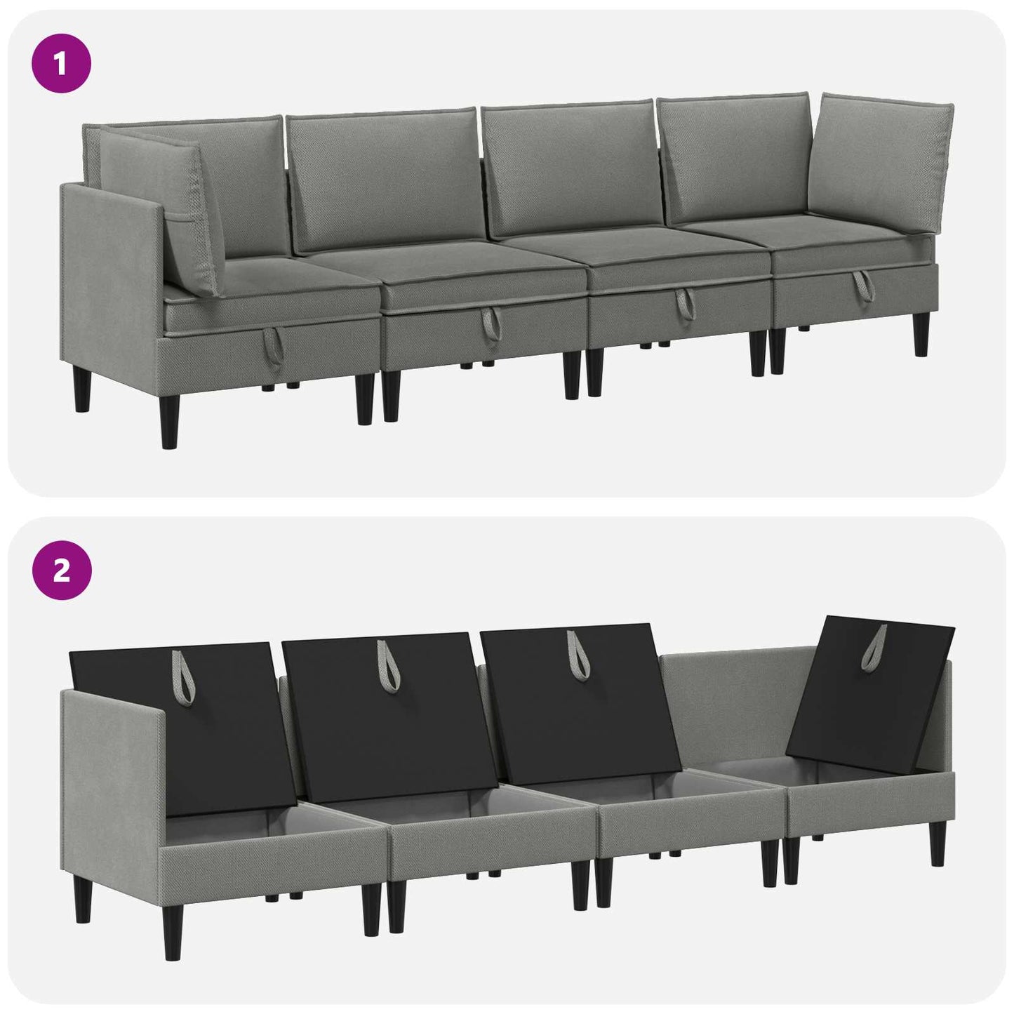 Woonkamer Meubelset 4 pcs Donkergrijs Stof