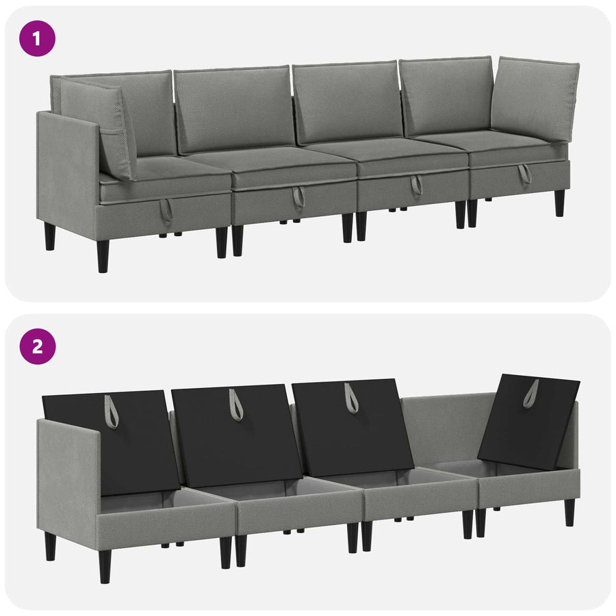 Woonkamer Meubelset 4 pcs Donkergrijs Stof