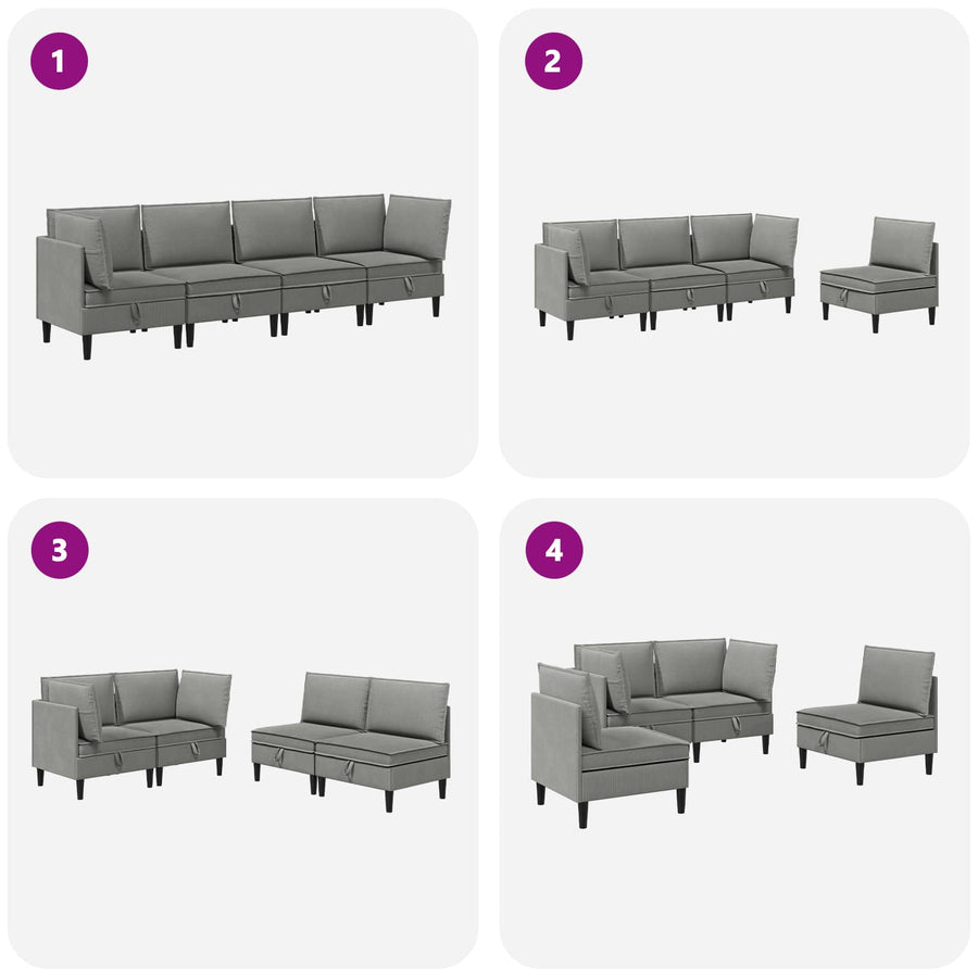 Woonkamer Meubelset 4 pcs Donkergrijs Stof
