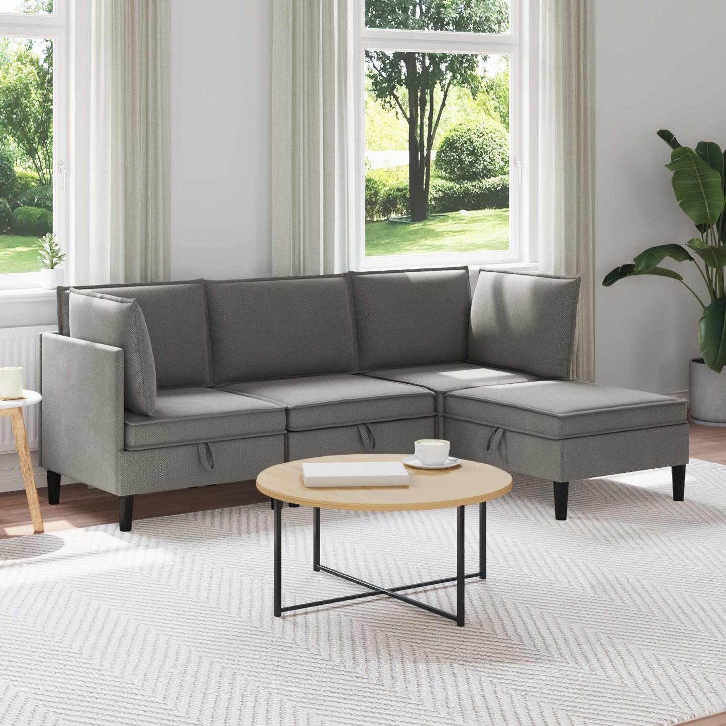 Woonkamer Meubelset 4 pcs Donkergrijs Stof