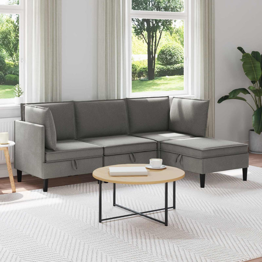 Woonkamer Meubelset 4 pcs Donkergrijs Stof