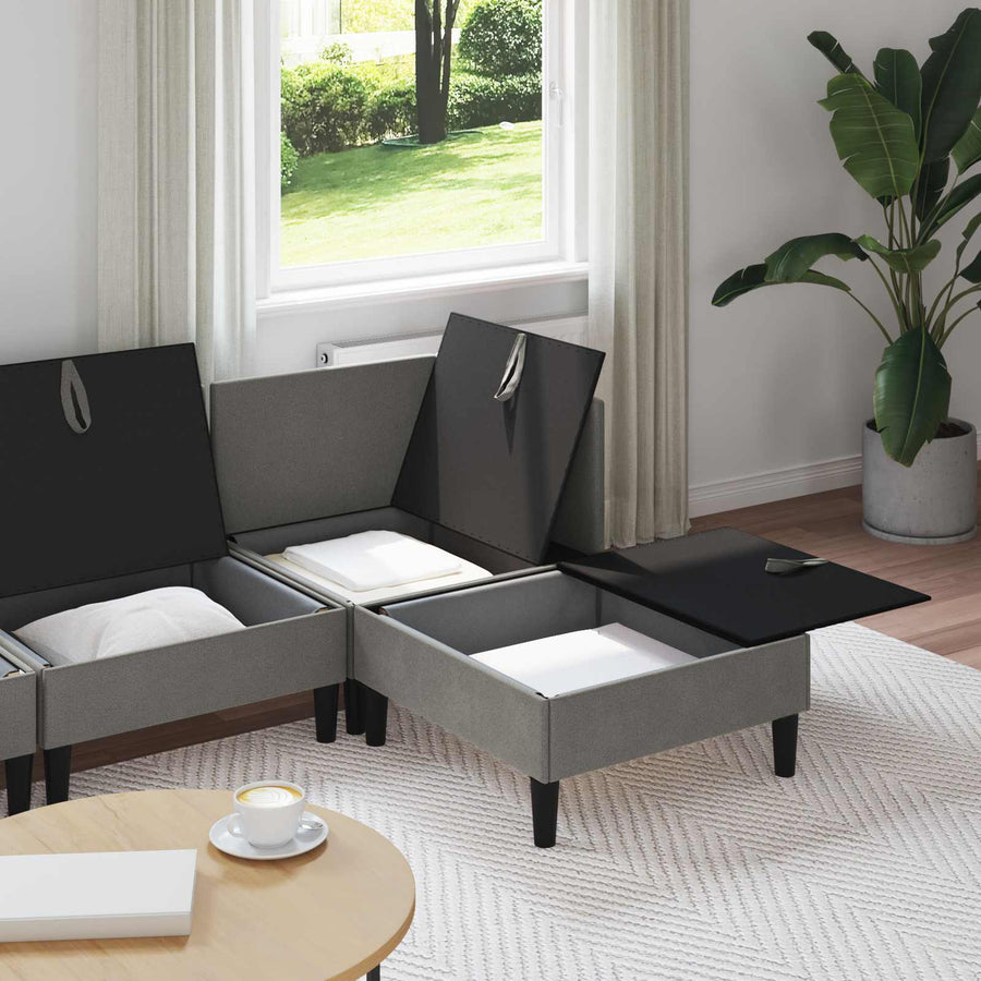 Woonkamer Meubelset 4 pcs Donkergrijs Stof