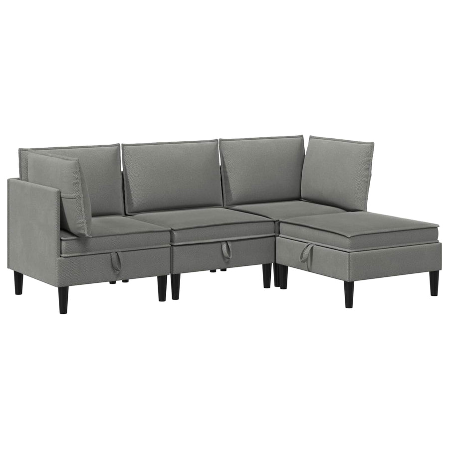 Woonkamer Meubelset 4 pcs Donkergrijs Stof