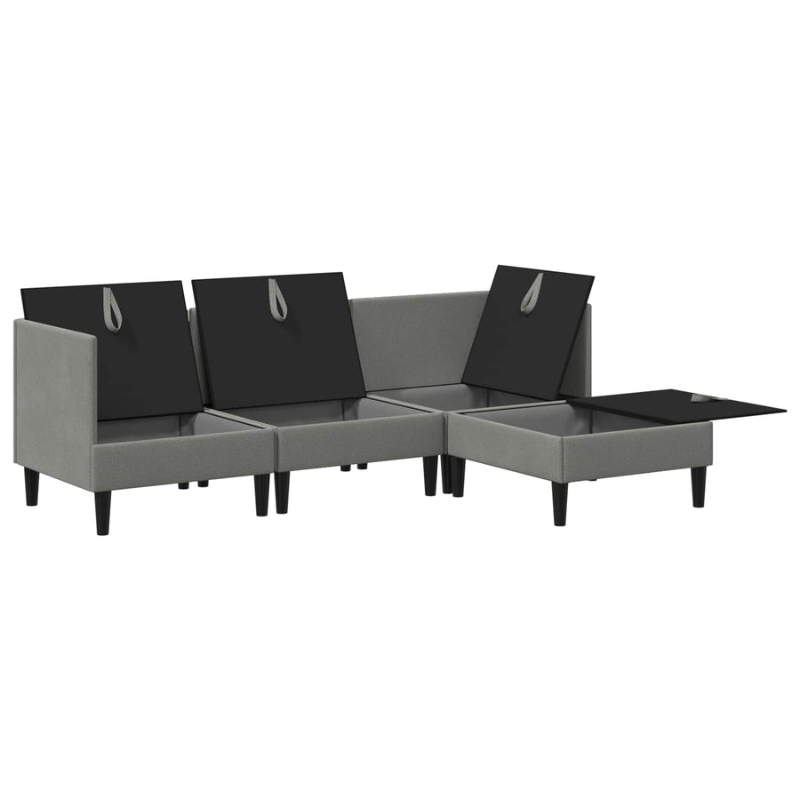 Woonkamer Meubelset 4 pcs Donkergrijs Stof