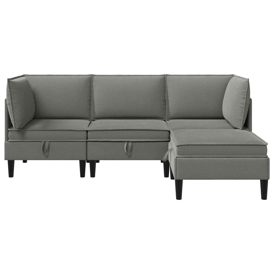 Woonkamer Meubelset 4 pcs Donkergrijs Stof