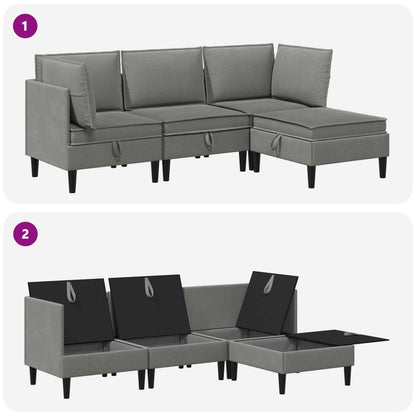 Woonkamer Meubelset 4 pcs Donkergrijs Stof