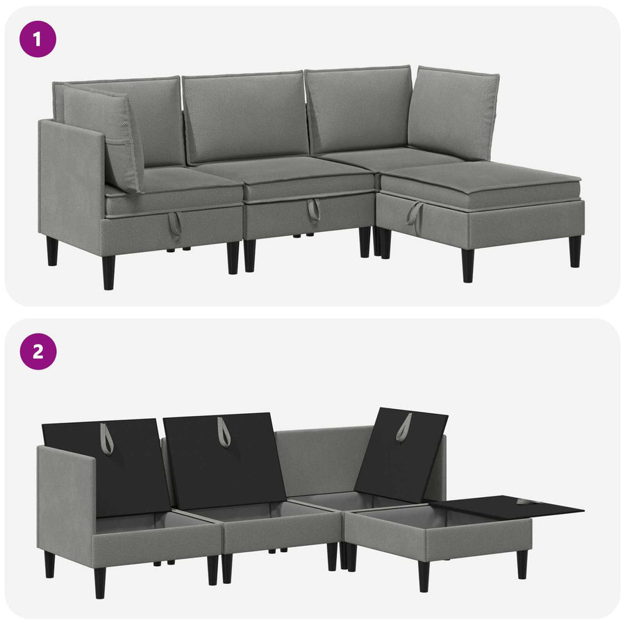 Woonkamer Meubelset 4 pcs Donkergrijs Stof