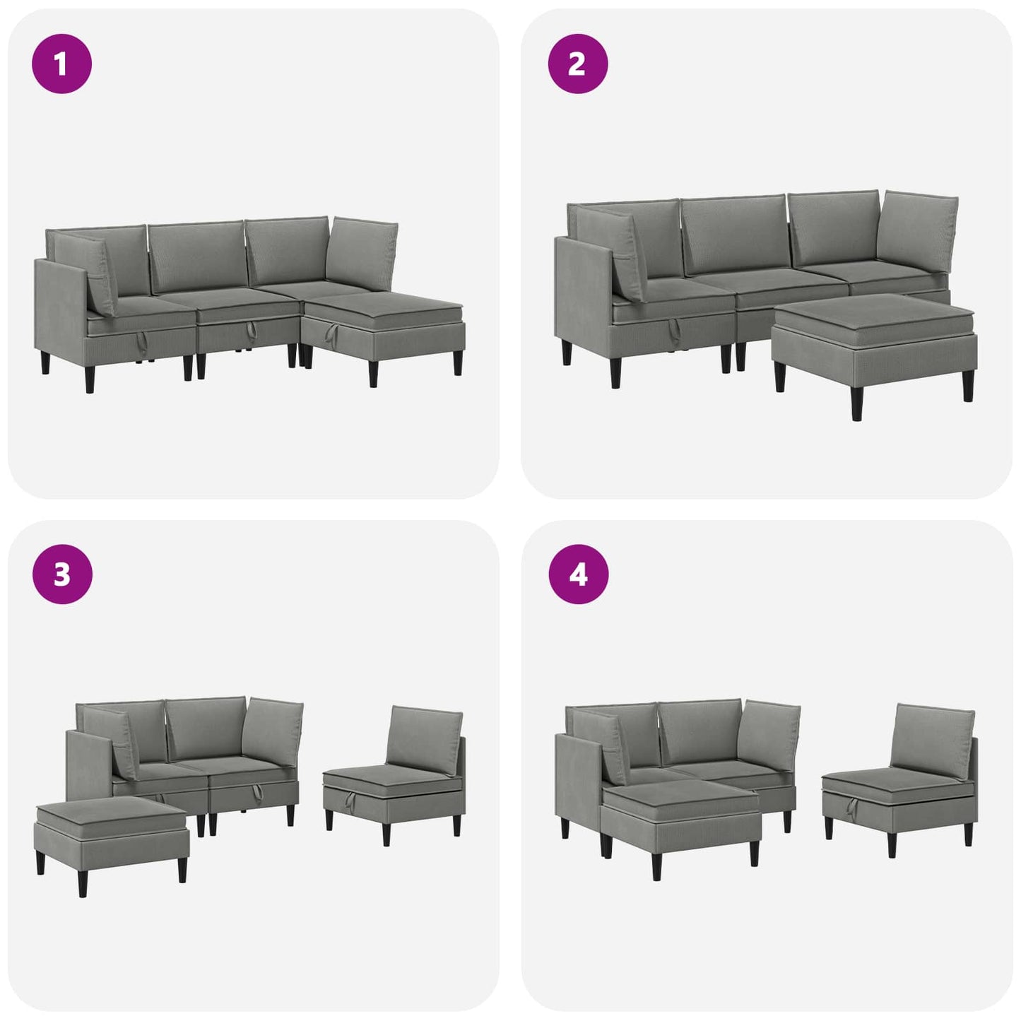 Woonkamer Meubelset 4 pcs Donkergrijs Stof