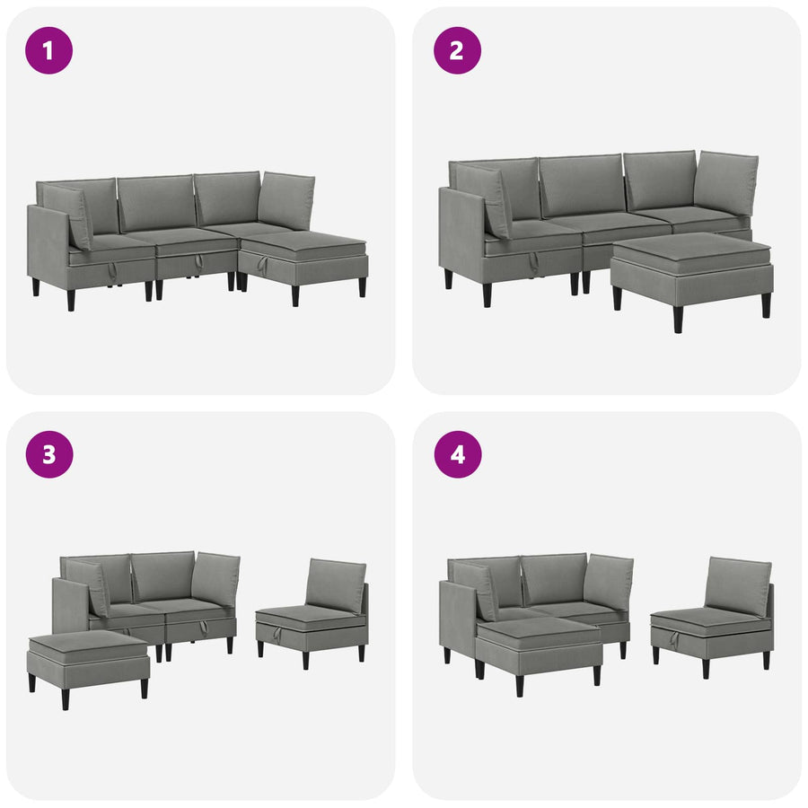 Woonkamer Meubelset 4 pcs Donkergrijs Stof