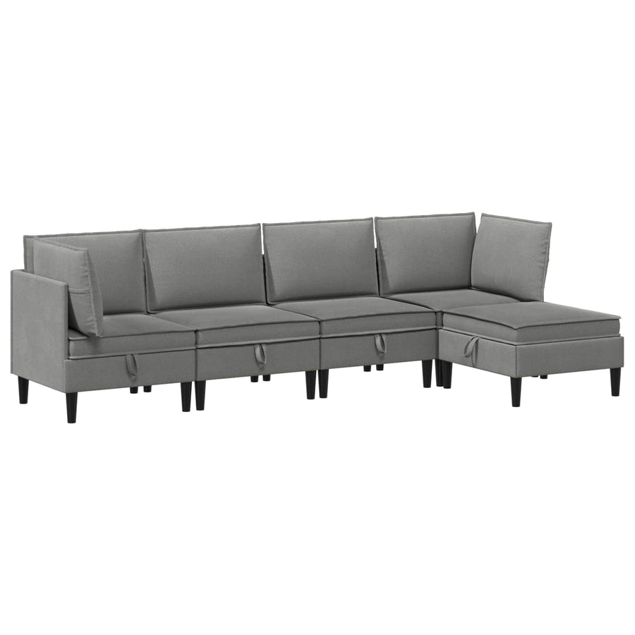 Woonkamer Meubelset 5 pcs Donkergrijs Stof