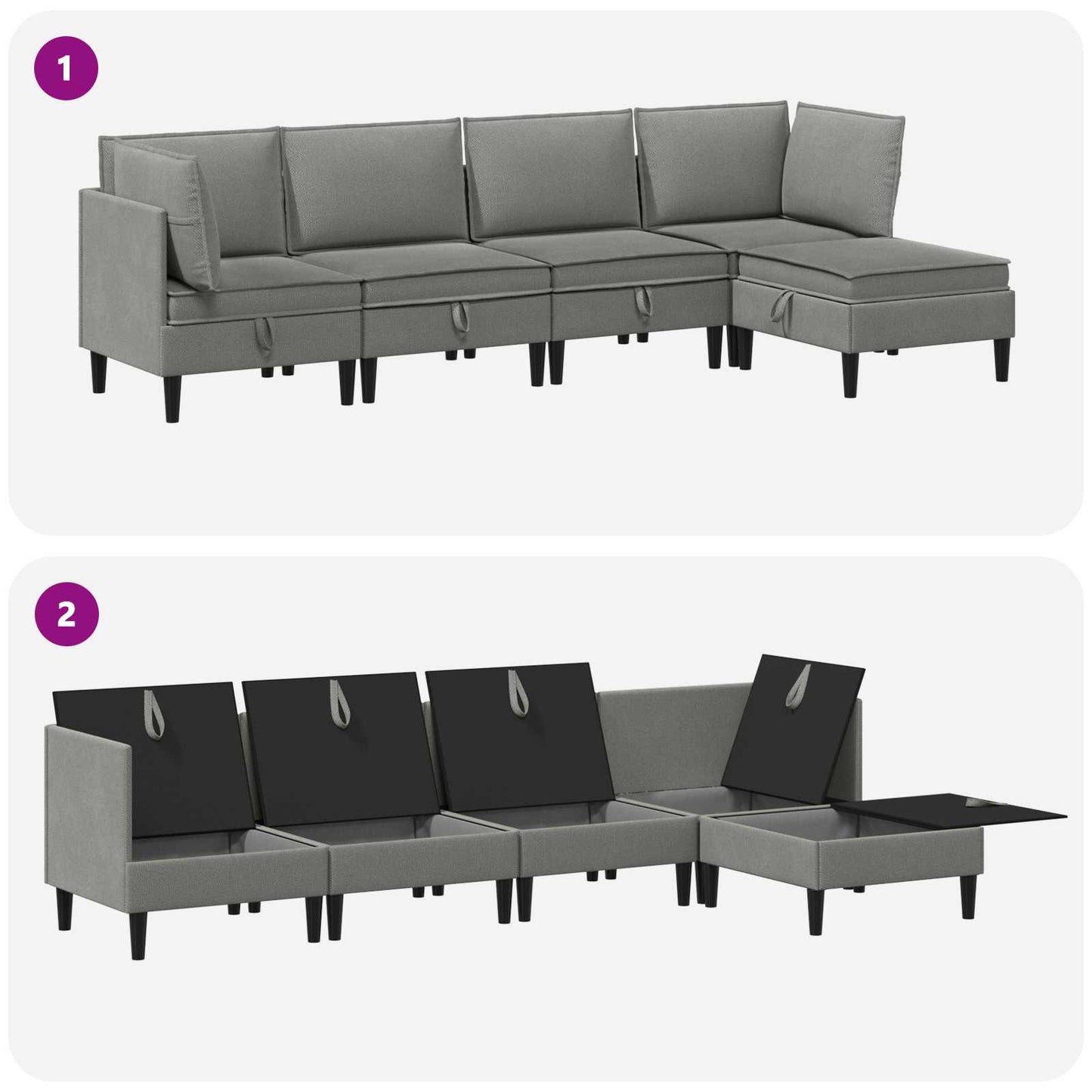 Woonkamer Meubelset 5 pcs Donkergrijs Stof
