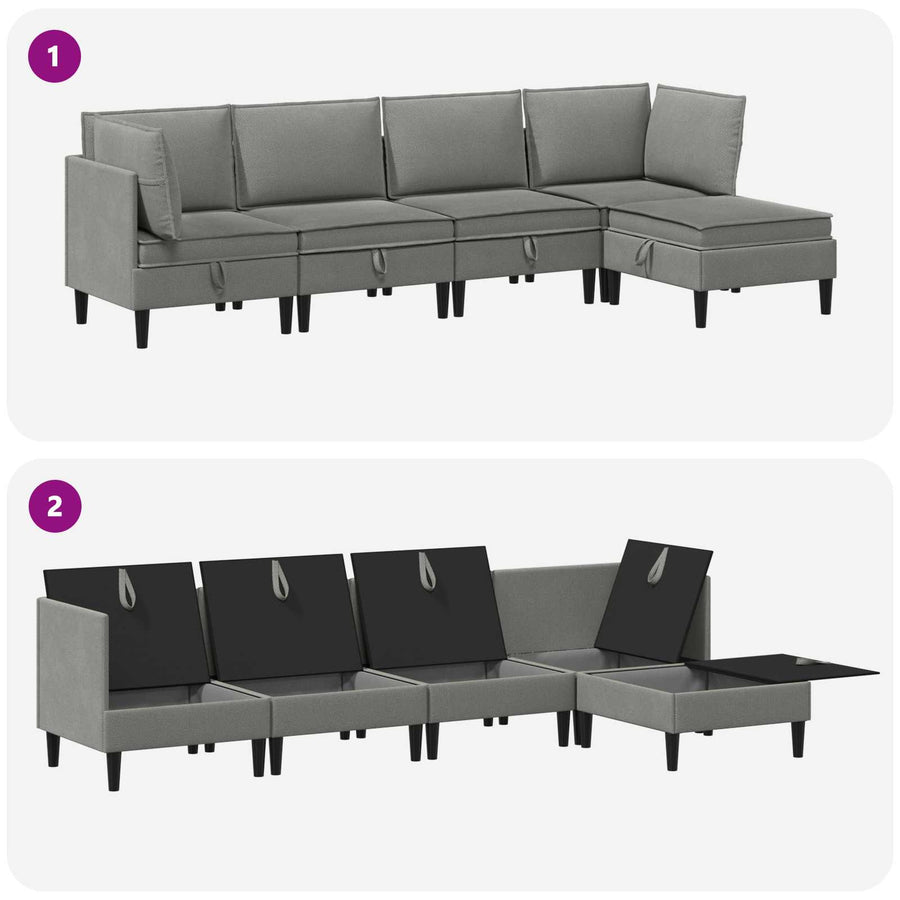 Woonkamer Meubelset 5 pcs Donkergrijs Stof