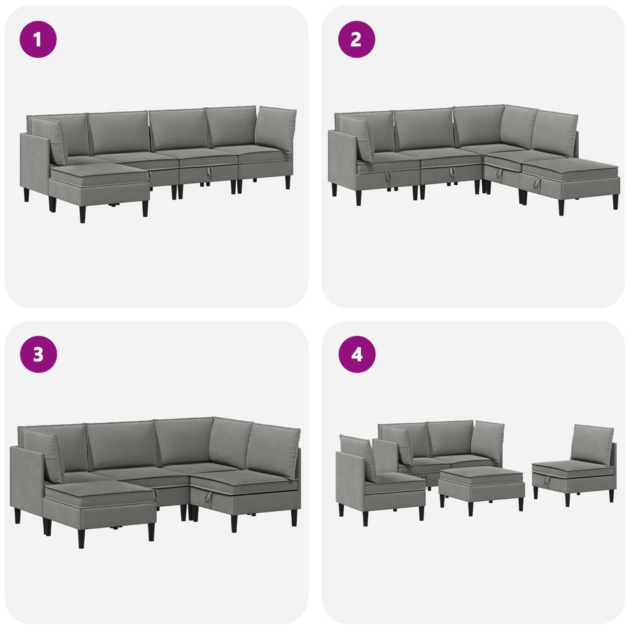 Woonkamer Meubelset 5 pcs Donkergrijs Stof